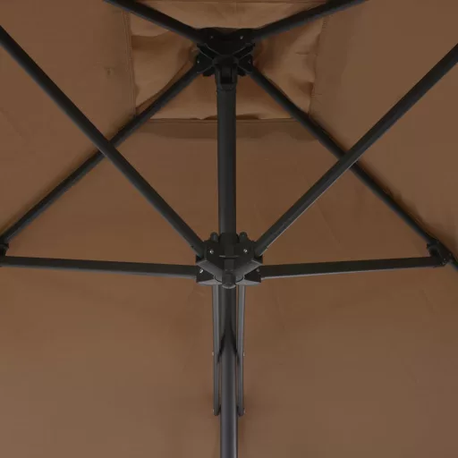 Tópszínű kültéri napernyő acélrúddal, 300 cm átmérőjű