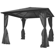   Alumínium kerti pavilon antracitszürke függönnyel 300 x 300 cm
