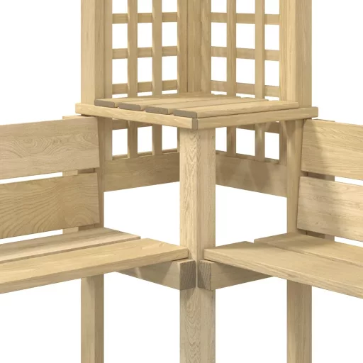 Impregnált fenyőfa sarokpergola paddal