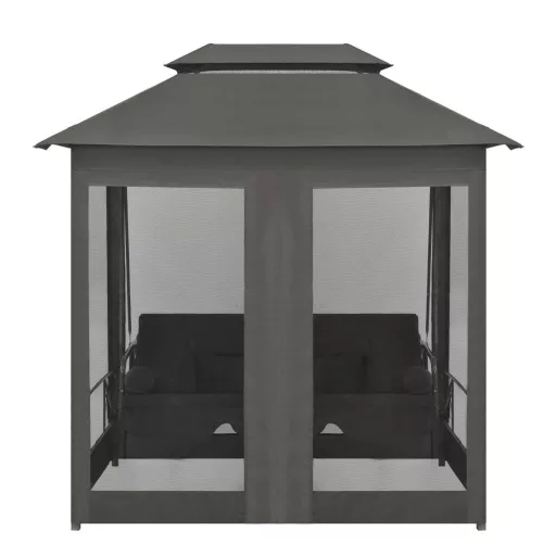 Átalakítható antracit acél hintaágy tetőponyvával 220x160x240cm