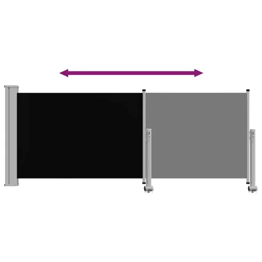 Fekete behúzható oldalsó terasz napellenző 100 x 300 cm