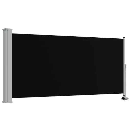 Fekete behúzható oldalsó terasz napellenző 120 x 300 cm