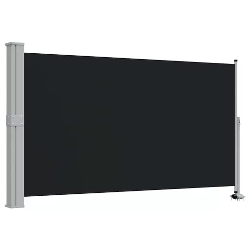 Fekete behúzható oldalsó terasz napellenző 140 x 300 cm