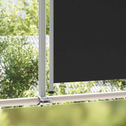 Fekete behúzható oldalsó terasz napellenző 140 x 300 cm