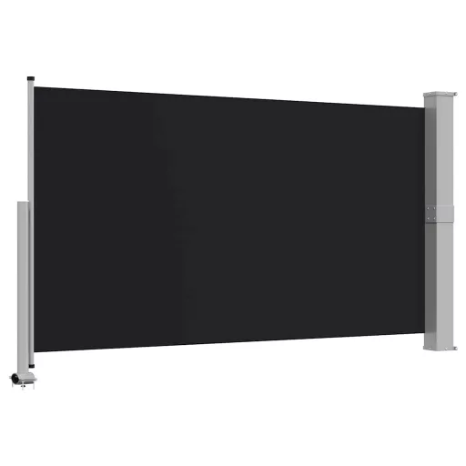 Fekete behúzható oldalsó terasz napellenző 140 x 300 cm
