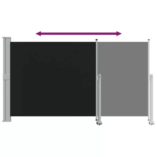 Fekete behúzható oldalsó terasz napellenző 140 x 300 cm