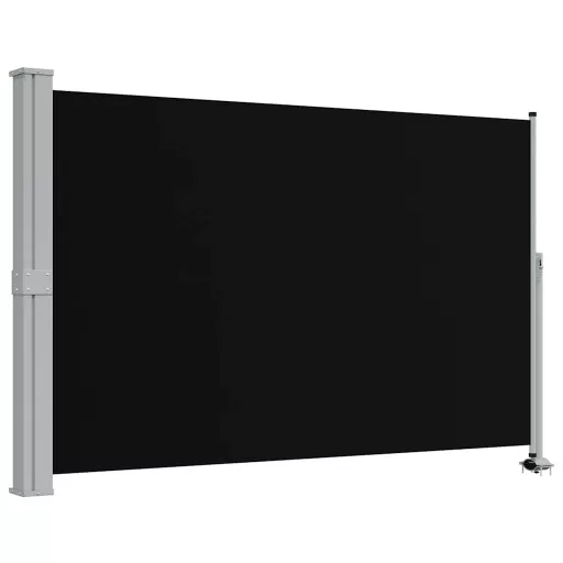 Fekete behúzható oldalsó terasz napellenző 160 x 300 cm
