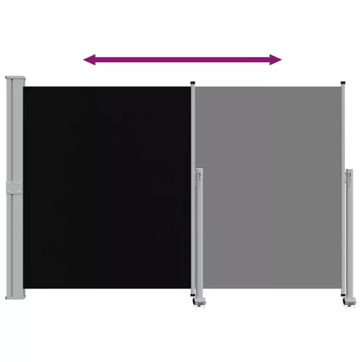 Fekete behúzható oldalsó terasz napellenző 160 x 300 cm
