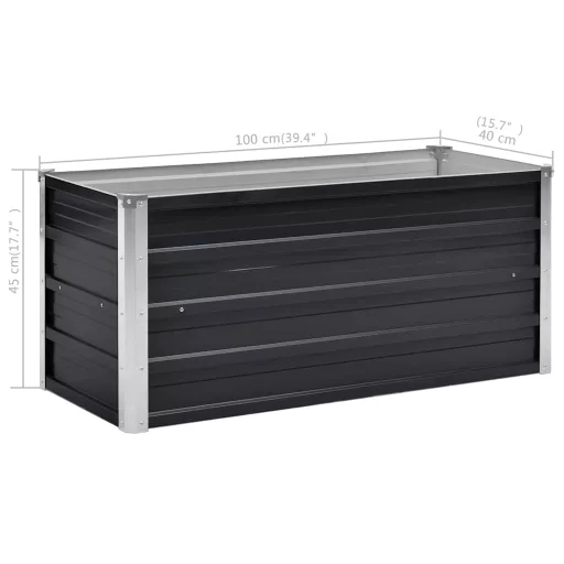 Antracitszürke horganyzott acél kerti magaságyás 100x40x45 cm