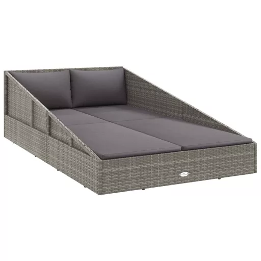 Szürke polyrattan kerti ágy 110x200 cm