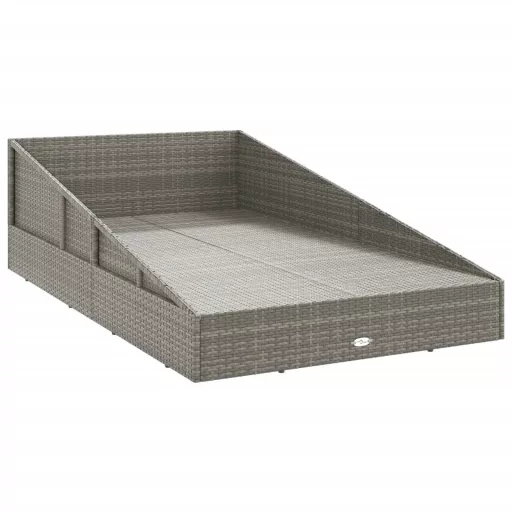 Szürke polyrattan kerti ágy 110x200 cm