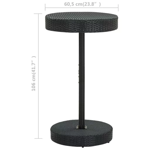Fekete polyrattan kerti asztal 60,5 x 106 cm
