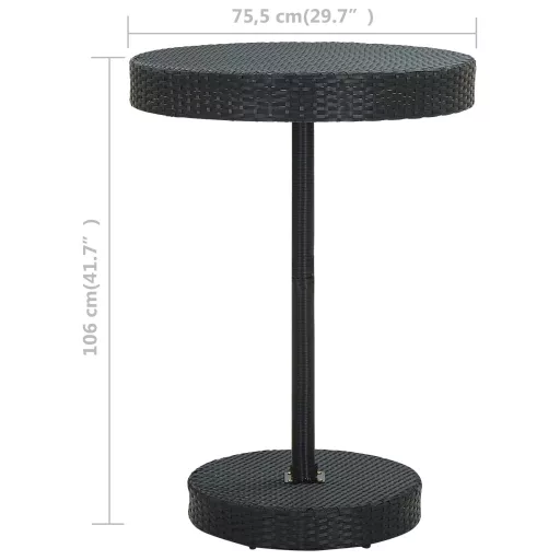 Fekete polyrattan kerti asztal 75,5 x 106 cm