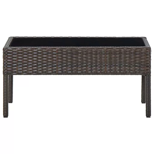 Barna polyrattan kerti asztal 75 x 40 x 37 cm