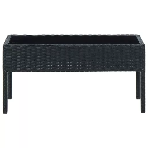 Fekete polyrattan kerti asztal 75 x 40 x 37 cm