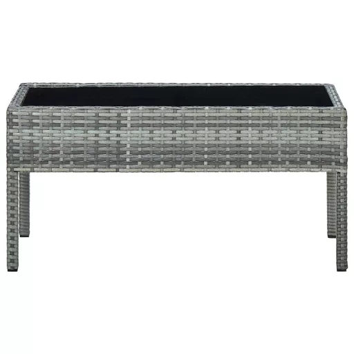 Szürke polyrattan kerti asztal 75 x 40 x 37 cm