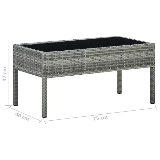 Szürke polyrattan kerti asztal 75 x 40 x 37 cm