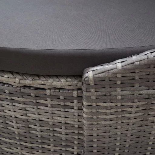 Szürke polyrattan kültéri napozóágy napellenzővel