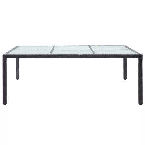 Fekete polyrattan kültéri étkezőasztal 200 x 150 x 74 cm