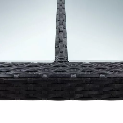 Fekete polyrattan kültéri étkezőasztal 200 x 150 x 74 cm