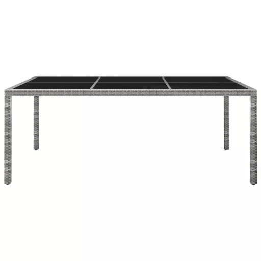 Szürke polyrattan kültéri étkezőasztal 200 x 150 x 74 cm