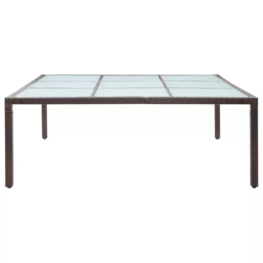 Barna polyrattan kerti étkezőasztal 200 x 200 x 74 cm