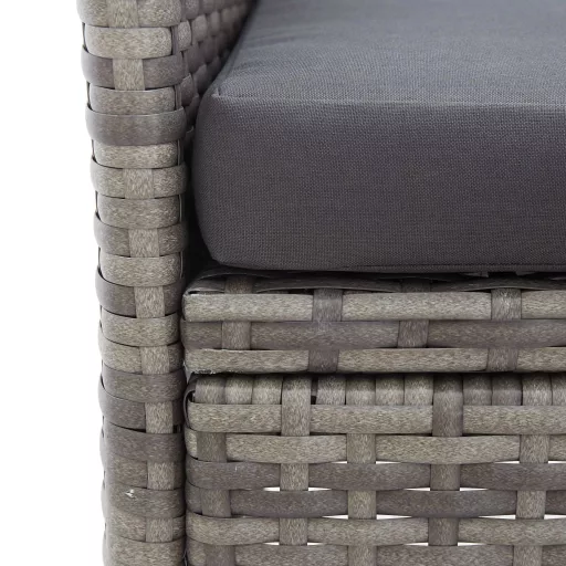Kétszemélyes szürke polyrattan kerti pad teázóasztallal 143 cm