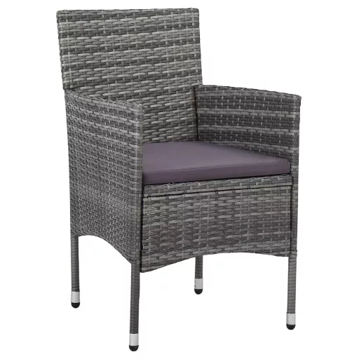 2 db szürke kerti polyrattan étkezőszék
