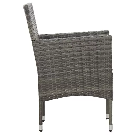 2 db szürke kerti polyrattan étkezőszék
