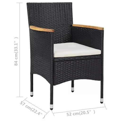 2 db fekete kerti polyrattan étkezőszék