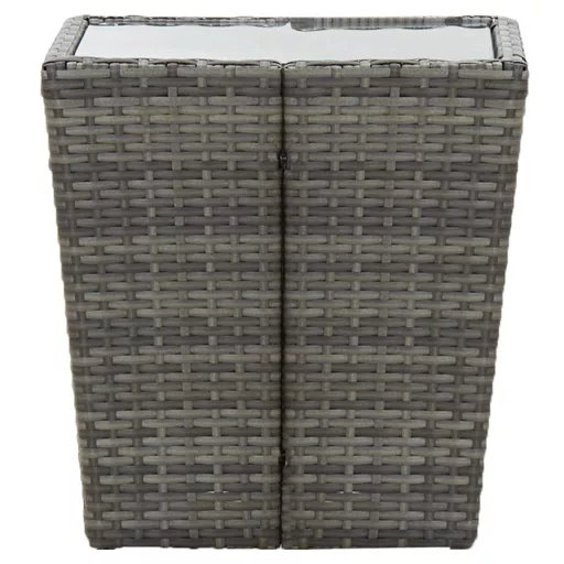 Szürke polyrattan és edzett üveg teázóasztal 41,5x41,5x43 cm