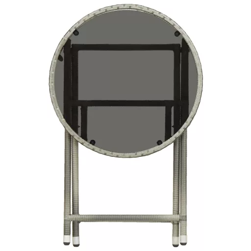 Szürke polyrattan és edzett üveg teázóasztal 60 cm
