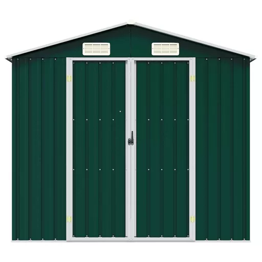 Zöld horganyzott acél kerti fészer 205 x 129 x 183 cm