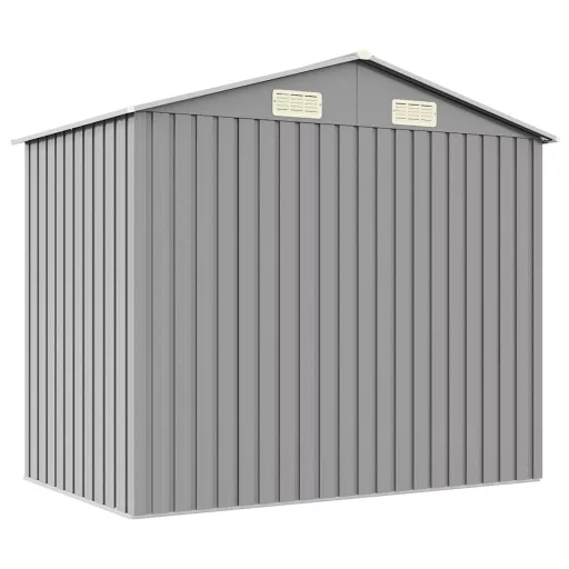 Szürke horganyzott acél kerti fészer 205 x 129 x 183 cm