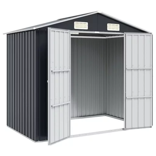 Antracitszürke horganyzott acél kerti fészer 205 x 129 x 183 cm