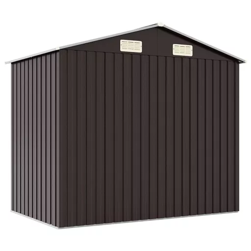 Barna horganyzott acél kerti fészer 205 x 129 x 183 cm