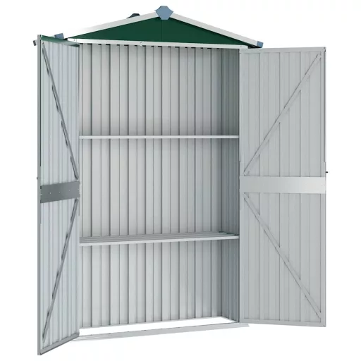 Zöld horganyzott acél kerti fészer 116x45x175 cm