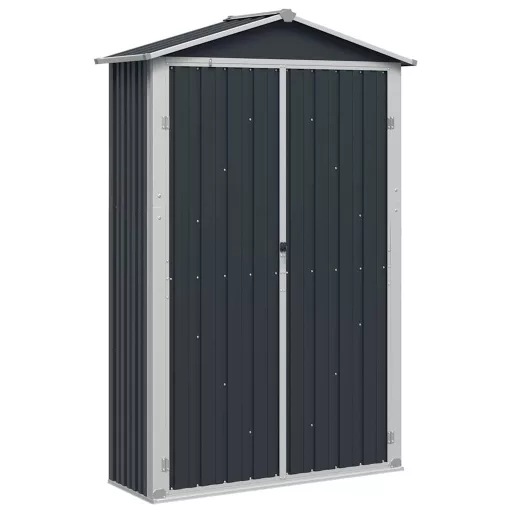 Antracitszürke horganyzott acél kerti fészer 116x45x175 cm