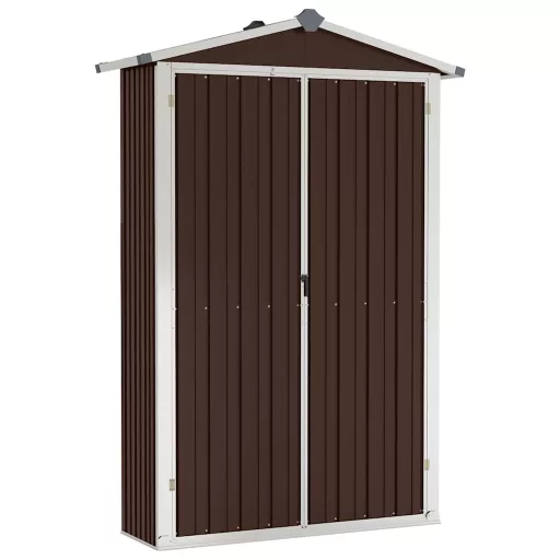 Barna horganyzott acél kerti fészer 116x45x175 cm