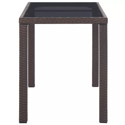 Barna polyrattan kerti asztal 123 x 60 x 74 cm