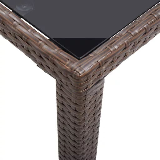 Barna polyrattan kerti asztal 123 x 60 x 74 cm