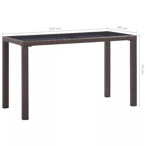 Barna polyrattan kerti asztal 123 x 60 x 74 cm