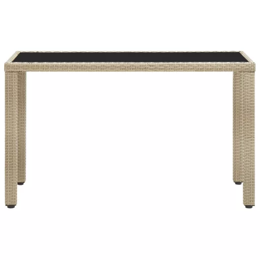 Bézs polyrattan kerti asztal 123 x 60 x 74 cm
