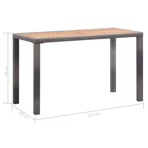 Antracitszürke és barna akácfa kerti asztal 123 x 60 x 74 cm