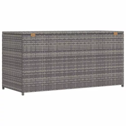 Szürke polyrattan kerti tárolóláda 120 x 50 x 60 cm
