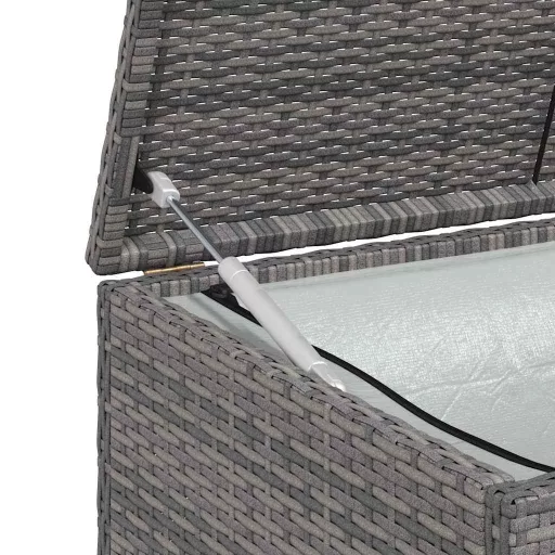 Szürke polyrattan kerti tárolóláda 120 x 50 x 60 cm