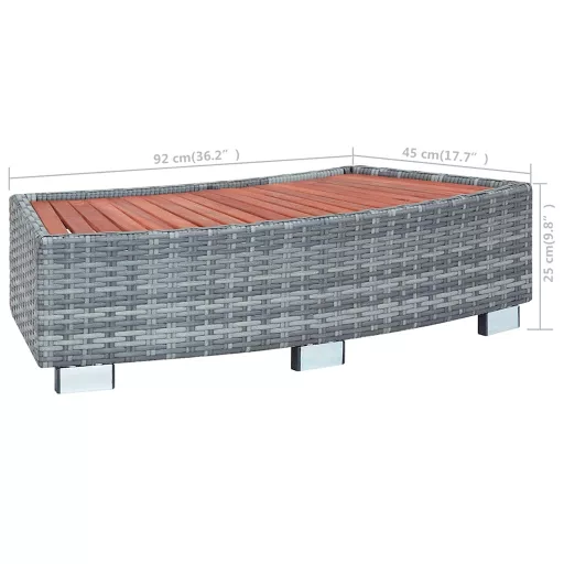 Szürke polyrattan spa fellépő 92 x 45 x 25 cm