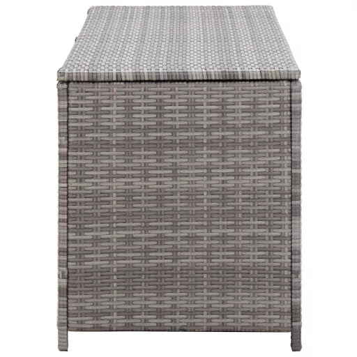 Szürke polyrattan kerti tárolóláda 150 x 50 x 60 cm