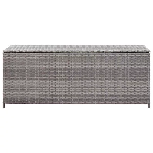 Szürke polyrattan kerti tárolóláda 150 x 50 x 60 cm