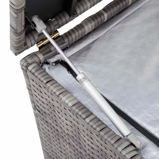 Szürke polyrattan kerti tárolóláda 150 x 50 x 60 cm